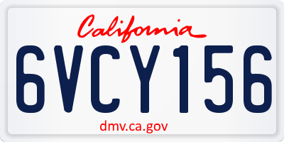 CA license plate 6VCY156