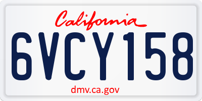 CA license plate 6VCY158