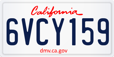 CA license plate 6VCY159