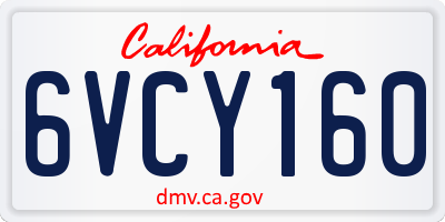 CA license plate 6VCY160