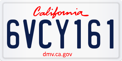 CA license plate 6VCY161