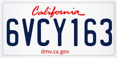CA license plate 6VCY163