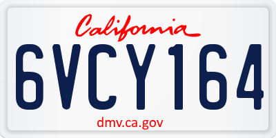 CA license plate 6VCY164