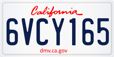 CA license plate 6VCY165