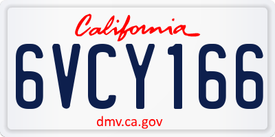 CA license plate 6VCY166