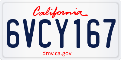 CA license plate 6VCY167