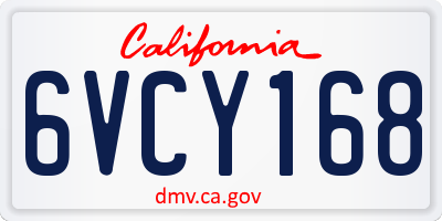 CA license plate 6VCY168