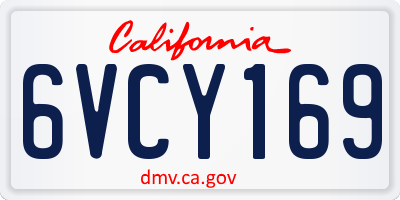CA license plate 6VCY169