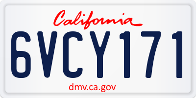 CA license plate 6VCY171