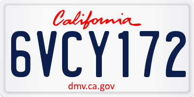 CA license plate 6VCY172