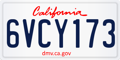 CA license plate 6VCY173