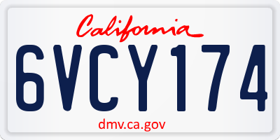 CA license plate 6VCY174