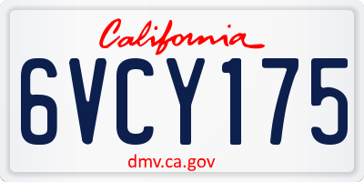 CA license plate 6VCY175