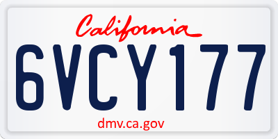CA license plate 6VCY177