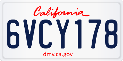 CA license plate 6VCY178
