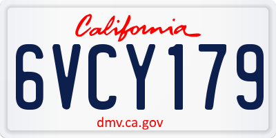 CA license plate 6VCY179