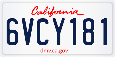 CA license plate 6VCY181