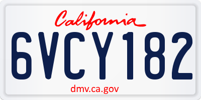 CA license plate 6VCY182