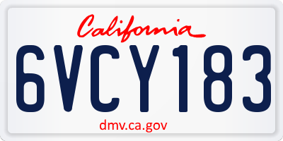 CA license plate 6VCY183