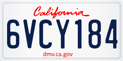 CA license plate 6VCY184