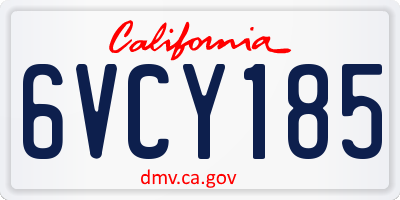 CA license plate 6VCY185