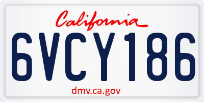 CA license plate 6VCY186