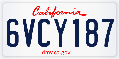 CA license plate 6VCY187
