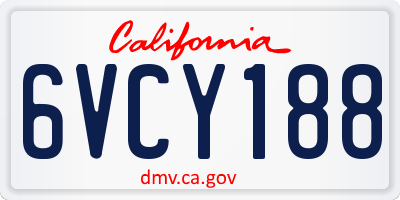 CA license plate 6VCY188