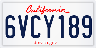 CA license plate 6VCY189