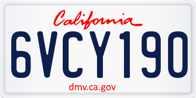 CA license plate 6VCY190