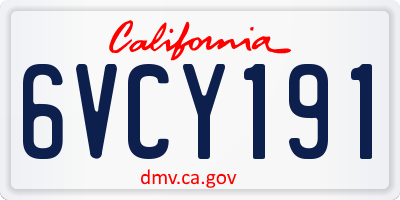 CA license plate 6VCY191