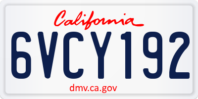 CA license plate 6VCY192