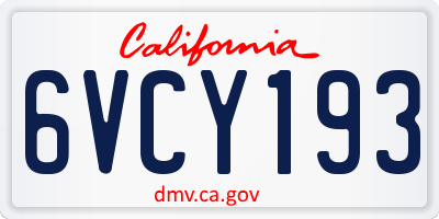 CA license plate 6VCY193