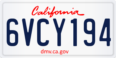 CA license plate 6VCY194