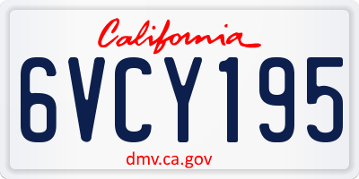 CA license plate 6VCY195
