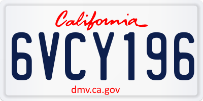 CA license plate 6VCY196