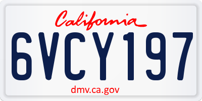 CA license plate 6VCY197