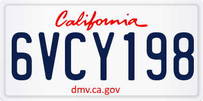 CA license plate 6VCY198