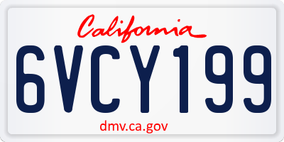 CA license plate 6VCY199