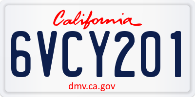 CA license plate 6VCY201
