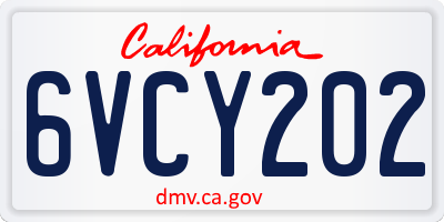 CA license plate 6VCY202