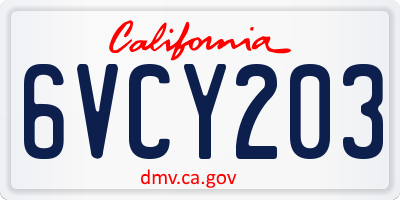 CA license plate 6VCY203