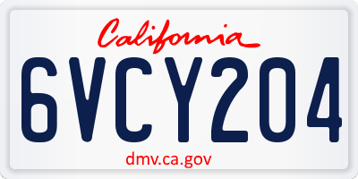 CA license plate 6VCY204