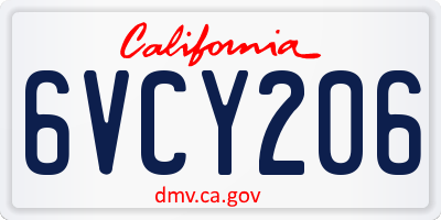 CA license plate 6VCY206