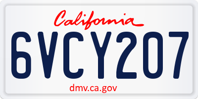 CA license plate 6VCY207