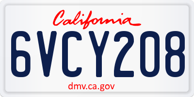 CA license plate 6VCY208