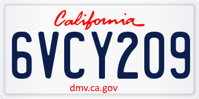 CA license plate 6VCY209