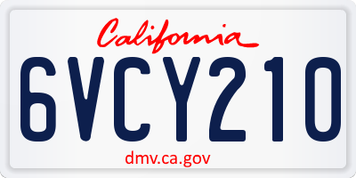 CA license plate 6VCY210