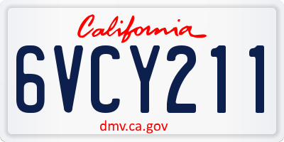 CA license plate 6VCY211