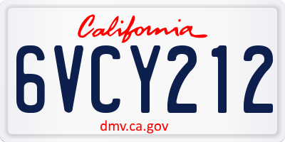 CA license plate 6VCY212